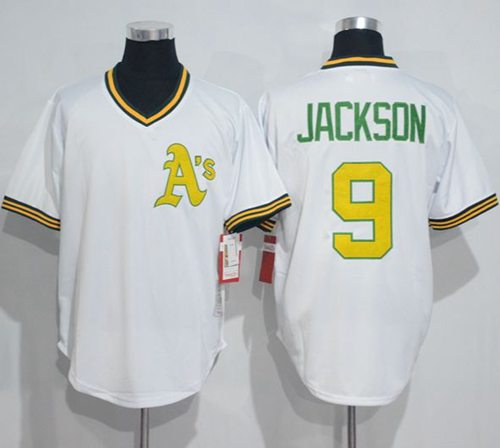 Mitchell And Ness Athletics #9 Reggie Jackson White Throwback Stitched MLB Jersey